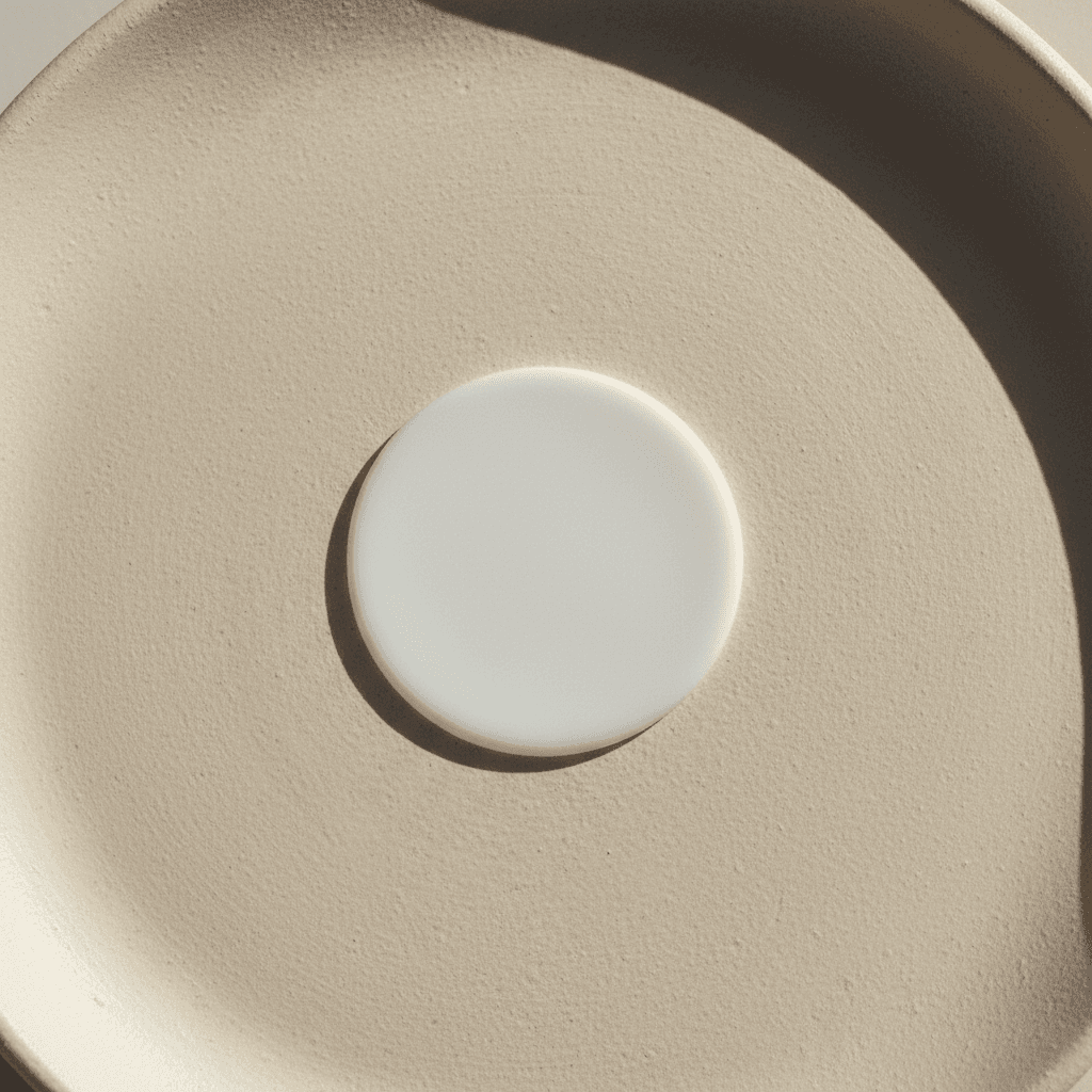 Adesivo de skincare sem rótulo sobre uma superfície texturizada