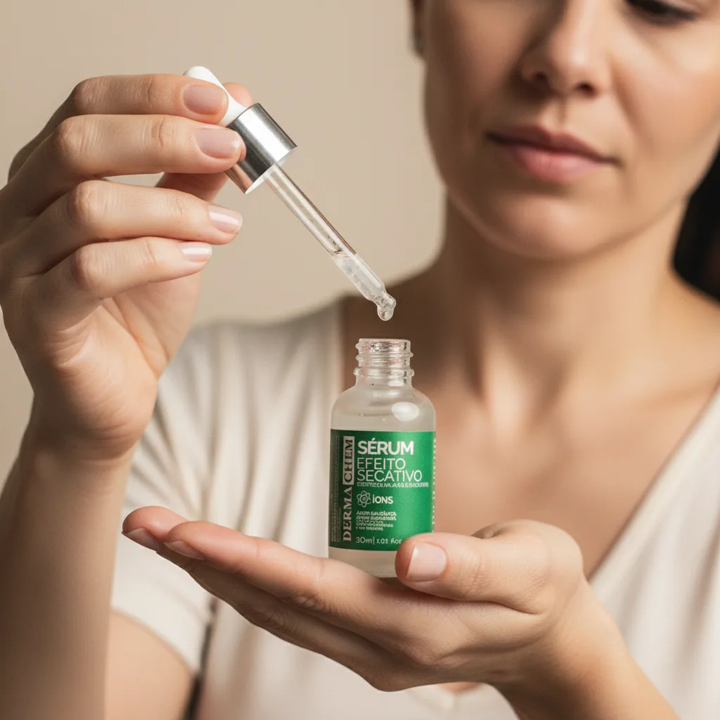 Dermachem Sérum Efeito Secativo, pingando o sérum