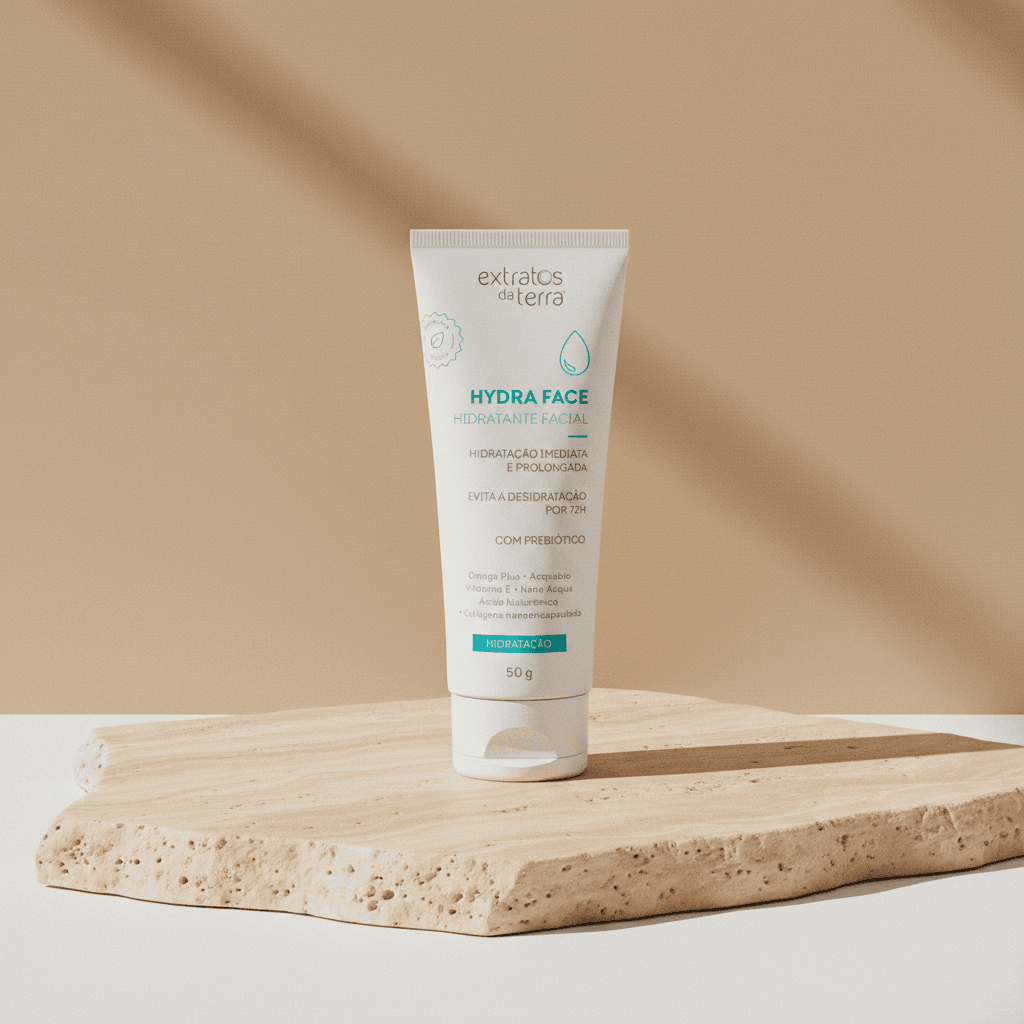 Hidratante Facial Hydra Face 50g - Extratos Da Terra, sobre pedra