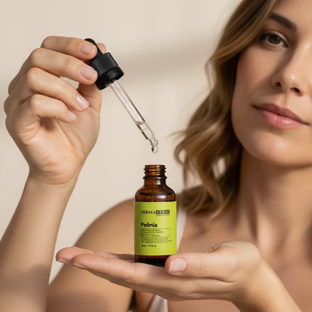 Sérum Peônia 30ml - Código: 8659 - Derma Chem, pingando o sérum
