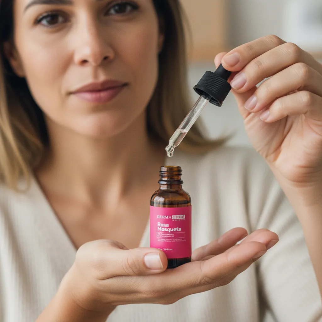 Sérum Rosa Mosqueta 30ml - Código: 8673 - Derma Che, pingando o sérum